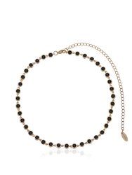 Crystal Disc And 18k Gold Plated Link Necklace - Black Crystals