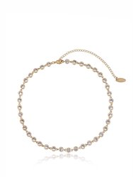 Crystal Disc And 18k Gold Plated Link Necklace