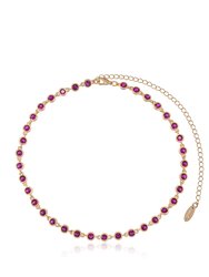 Crystal Disc And 18k Gold Plated Link Necklace - Ruby Crystals