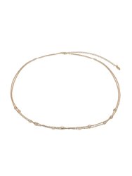 Crystal Dotted Delicate Strands Body Chain in Gold - Gold
