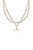 Crystal Dotted Horn Pendant 18k Gold Plated Necklace Set - Gold