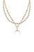 Crystal Dotted Horn Pendant 18k Gold Plated Necklace Set - Gold