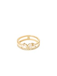 Crystal Double Illusion 18k Gold Plated Ring - Gold