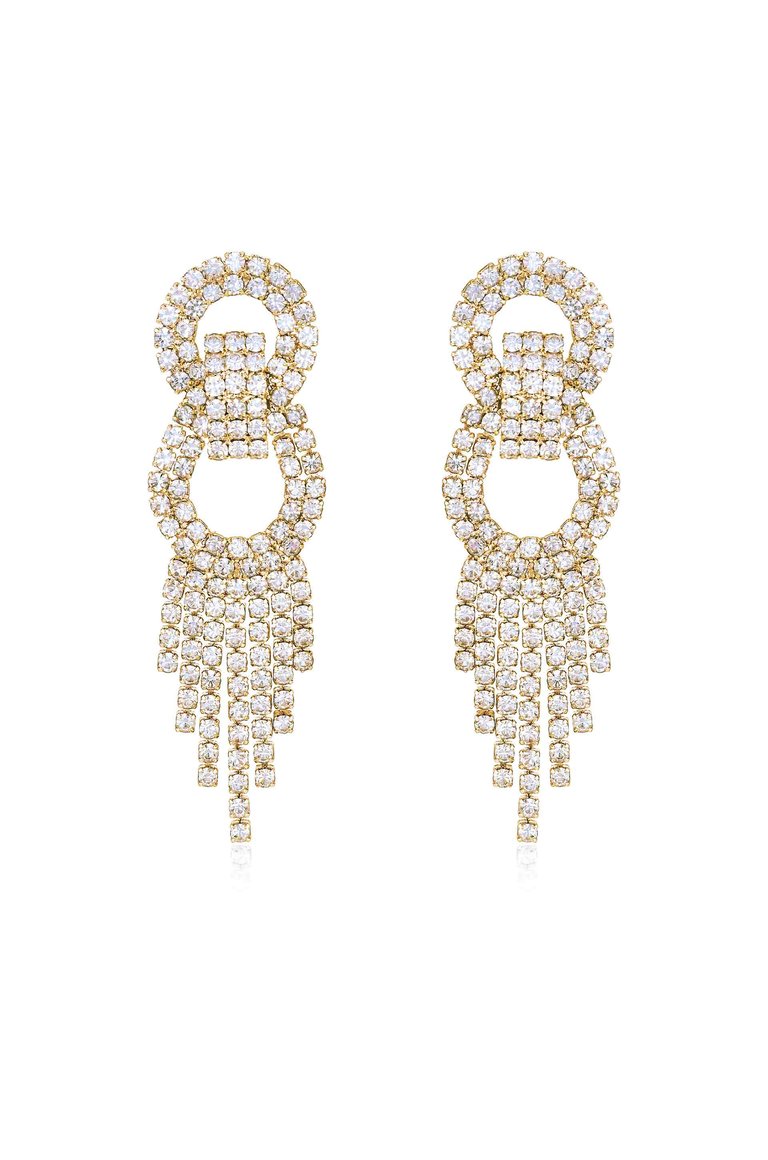 Crystal Gatsby 18k Gold Plated Statement Earrings - Gold