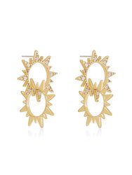 Crystal Golden Double Sun 18k Gold Plated Earrings