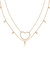 Crystal Heart And Drop Layered 18k Gold Plated Necklace Set of 2 - Gold