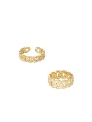 Crystal Interlinked 18k Gold Plated Ring Set of 2 - 18k Gold Plated