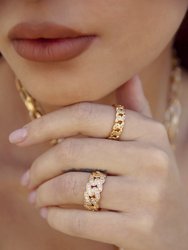 Crystal Interlinked 18k Gold Plated Ring Set of 2