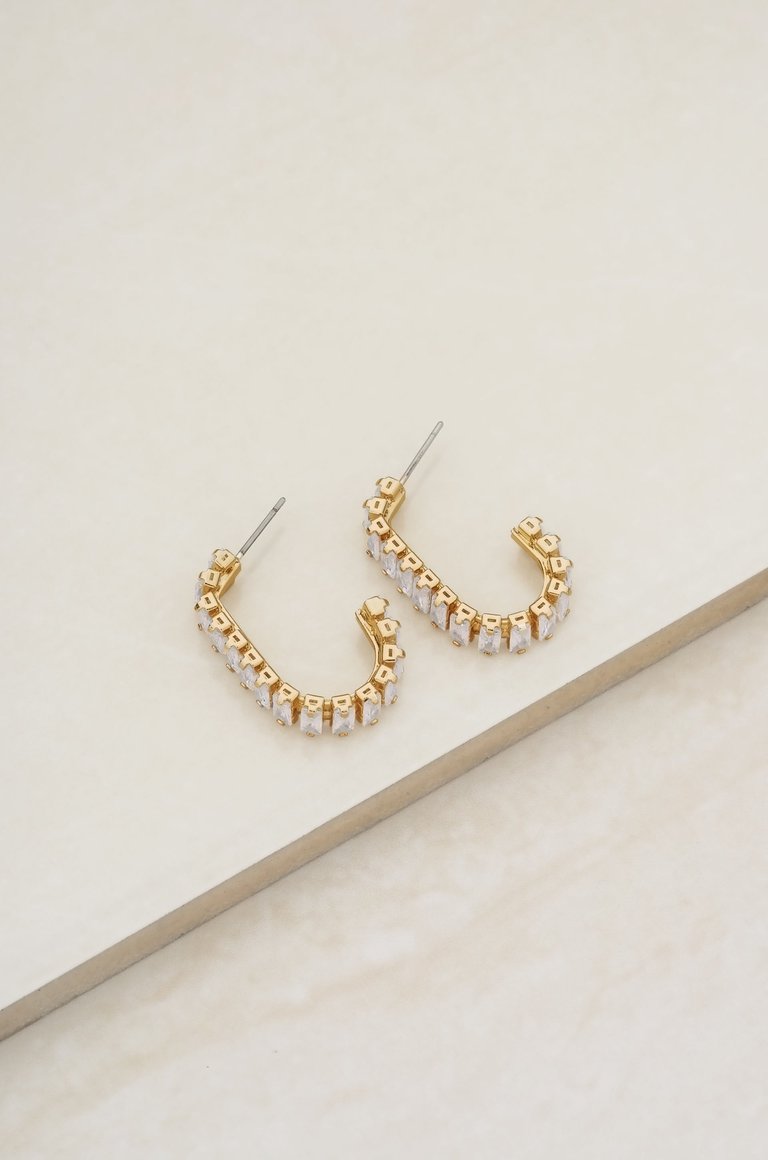 Crystal Link 18k Gold Plated Statement Earrings - Gold