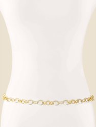 Crystal Link Belt In Clear & Gold