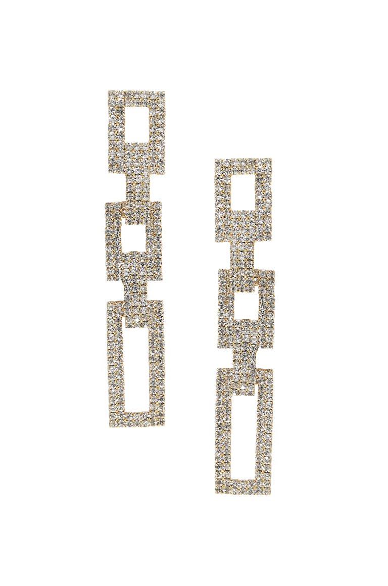 Crystal Rectangle Chain Link Earrings