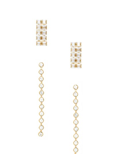 Ettika Crystal Sisters 18k Gold Plated Earring Set product