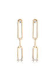 Crystal Spotted 18k Gold Plated Linked Dangle Earrings - Gold