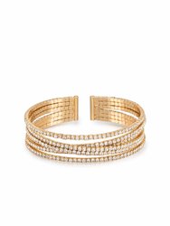 Crystal Strand 18k Gold Plated Cuff Bracelets - Clear Crystals
