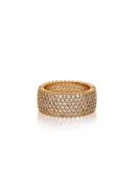 Crystal Thick Band 18k Gold Plated Ring - Clear Crystals