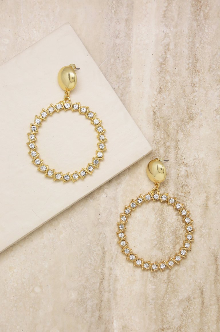 Cyclical Crystal Drop 18k Gold Plated Earrings - Gold