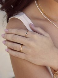 Dainty Crystal Trio 18k Gold Plated Ring Set