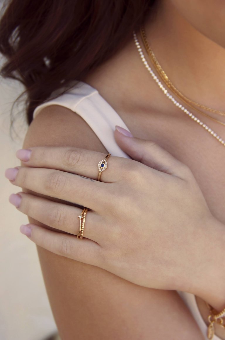 Dainty Crystal Trio 18k Gold Plated Ring Set