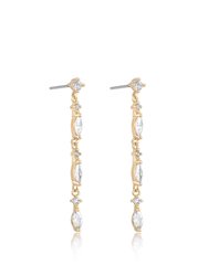 Dainty Linear Crystal Drop 18k Gold Plated Earrings