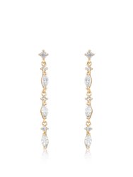 Dainty Linear Crystal Drop 18k Gold Plated Earrings - Gold