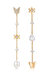 Daisy And Butterfly Pearl Dangle Earrings - Gold