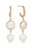 Dangling Freshwater Pearl Huggie Hoop Earrings - Gold