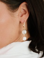 Dangling Freshwater Pearl Huggie Hoop Earrings