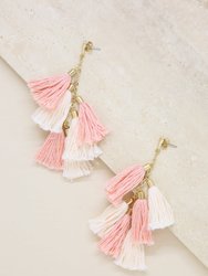 Daydreamer Tassel Earrings In Peach and Gold - Pink