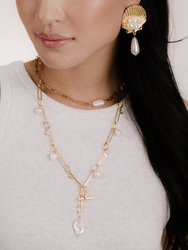 Deep Water Pearl 18k Gold Plated Lariat Necklace