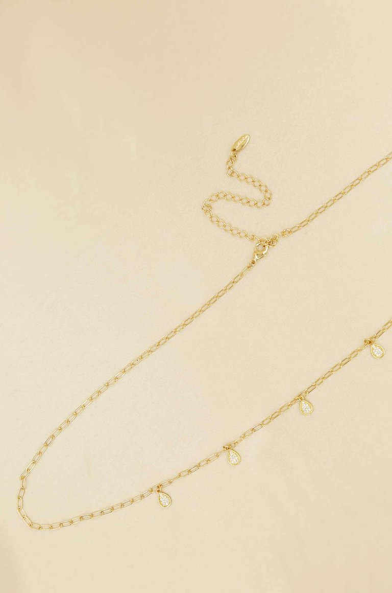 Delicate Crystal Droplet Gold Body Chain - Gold