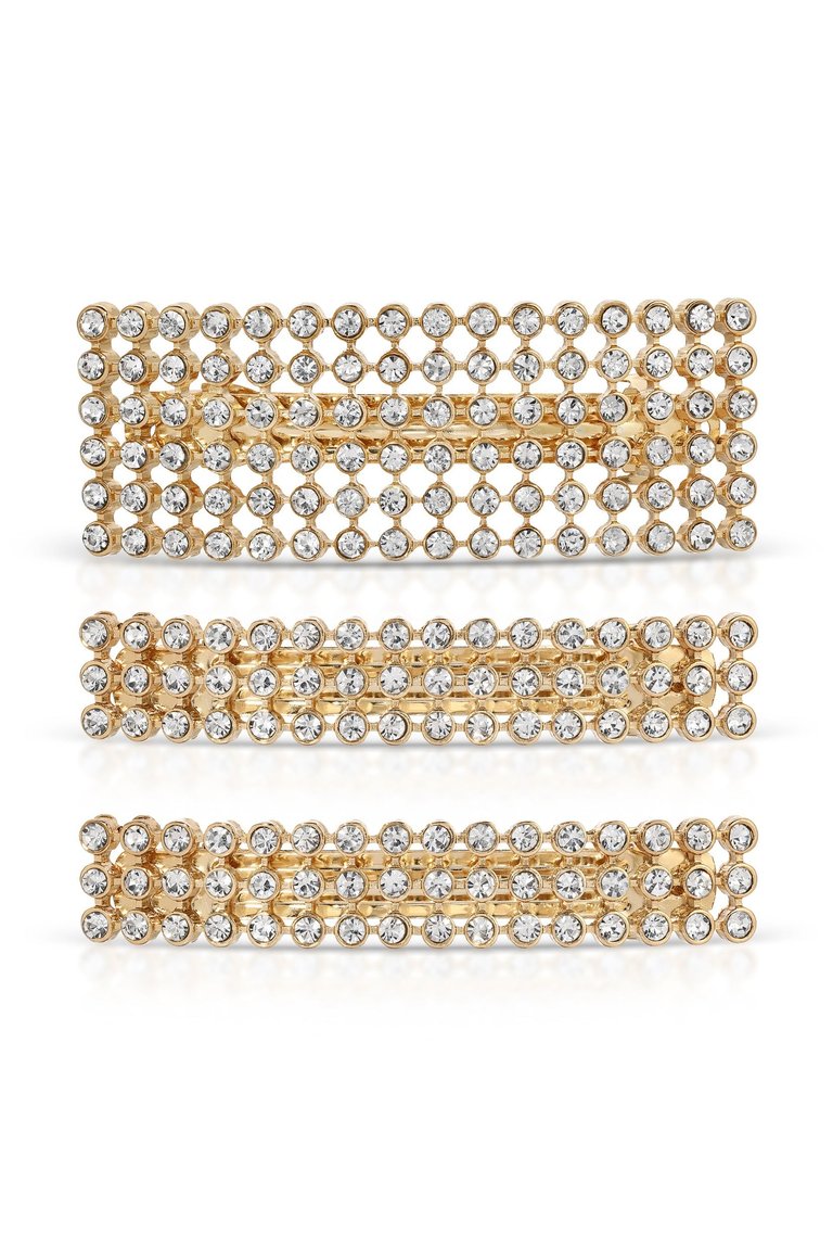 Disco Doll Crystal Barrette Set - Clear Crystals