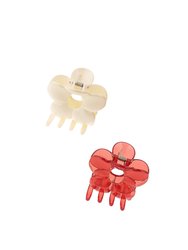 Ditsy Daisy Hair Claw Set - Cream/Coral Acrylic