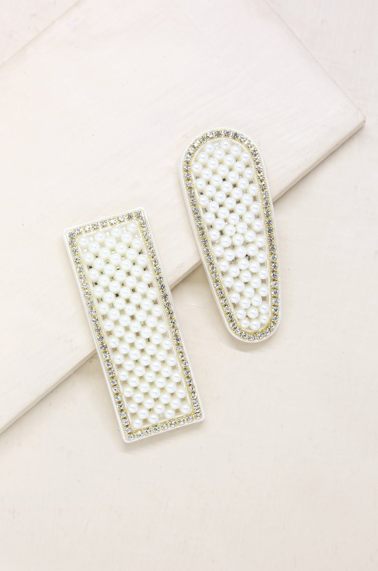 Dolly Pearl and Crystal Clip Set - White