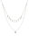 Double Layered Chain & Crystal Disc Necklace - Rhodium