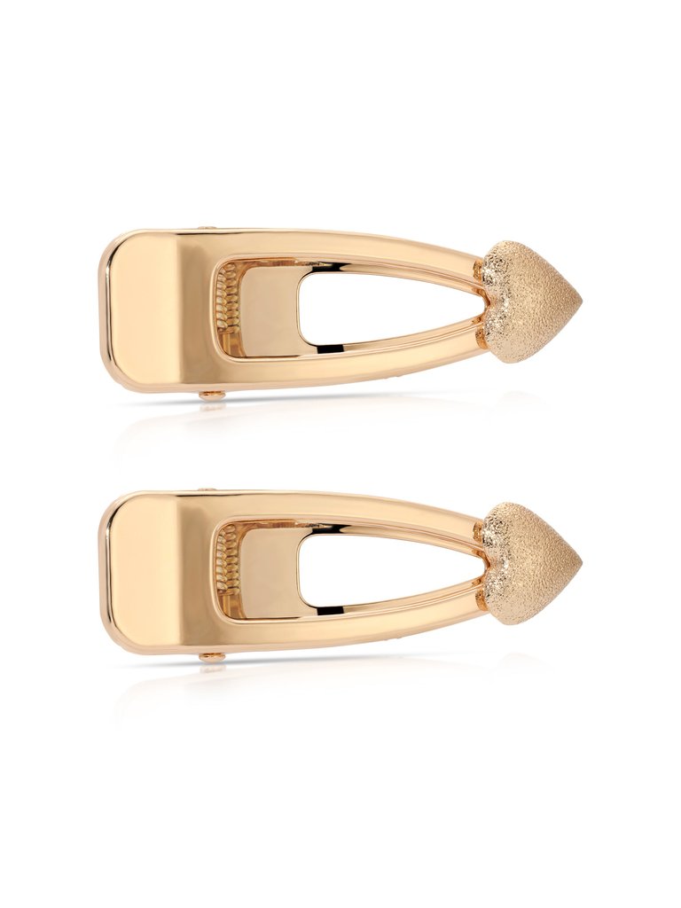 Double Love Clip Set in Gold - Gold