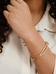 Double Take Crystal 18k Gold Plated Cuff Bracelets Set