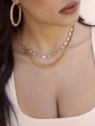 Double The Trouble Crystal & 18k Gold Plated Chain Necklace Set