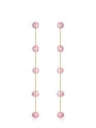 Dripping Pearl Delicate Drop Earrings - Pink Pearl With 18k Gold Plating