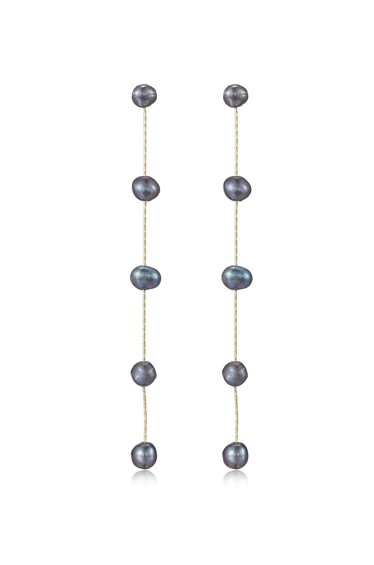 Dripping Pearl Delicate Drop Earrings - Peacock Pearl with 18k Gold Plating