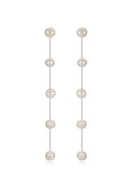 Dripping Pearl Delicate Drop Earrings - White Pearl With Rhodium