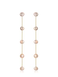 Dripping Pearl Delicate Drop Earrings - Champagne Pearl With 18k Gold