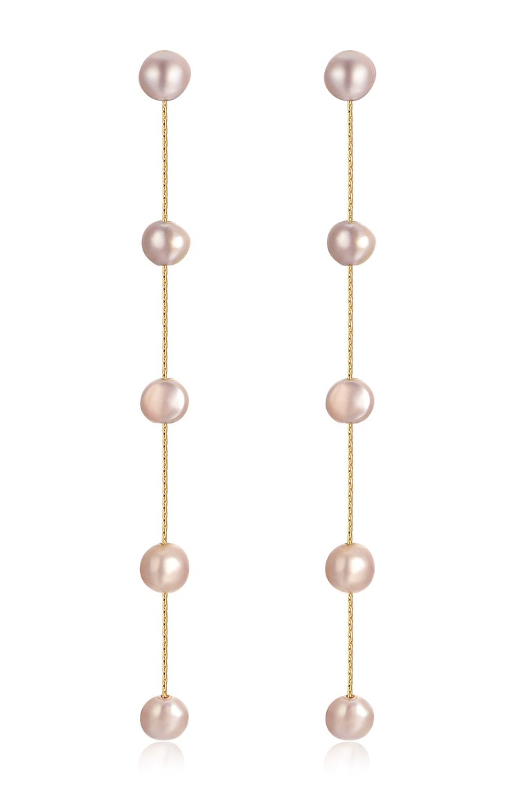 Dripping Pearl Delicate Drop Earrings - Blush