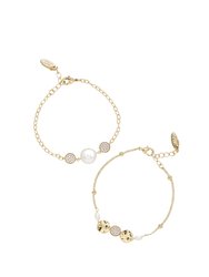 Duchess Pearl 18k Gold Plated Bracelet Set - Gold