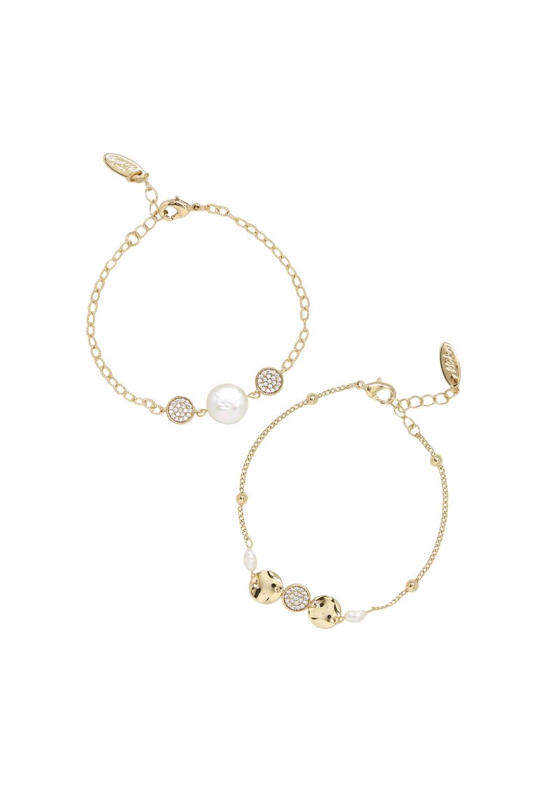 Duchess Pearl 18k Gold Plated Bracelet Set - Gold