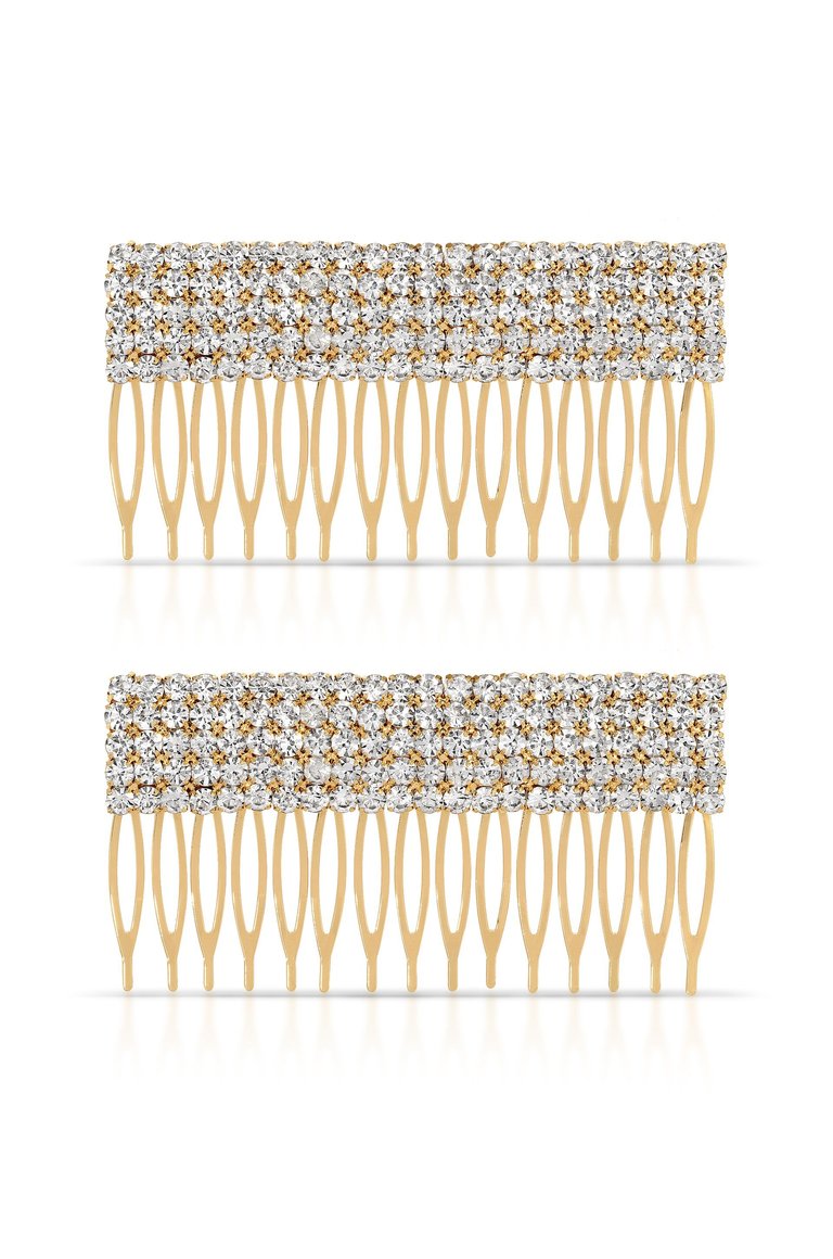 Dynasty Hair Comb Set In Crystal - Gold