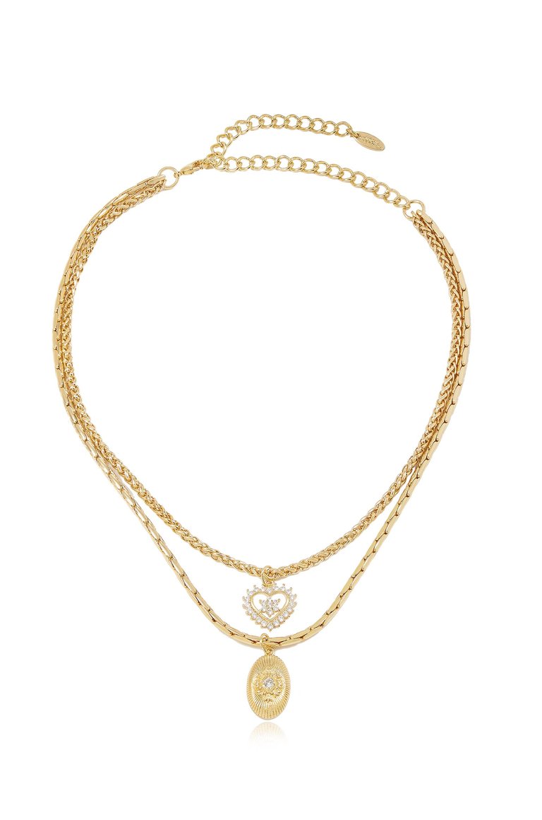 Eternal Love 18k Gold Plated Layered Chain Necklace - Gold