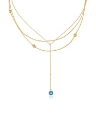 Evil Eye Layered 18k Gold Plated Lariat Necklace Set - 18k Gold Plated