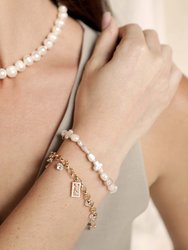 Faithful Pearl And 18k Gold Plated Chain Bracelet Set