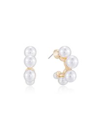 Five Point Pearl 18k Gold Plated Hoop Earrings - 18k Gold Plated