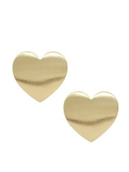 Flat Heart Statement Stud Earrings - Gold